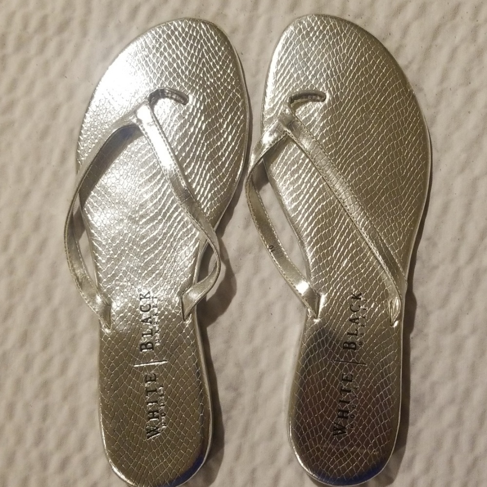 Silver flip flops